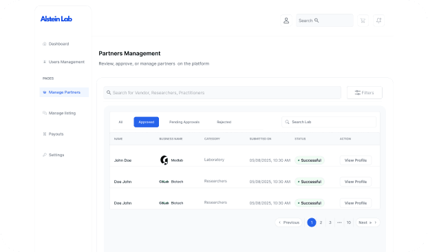 Screenshot of dashboard interface